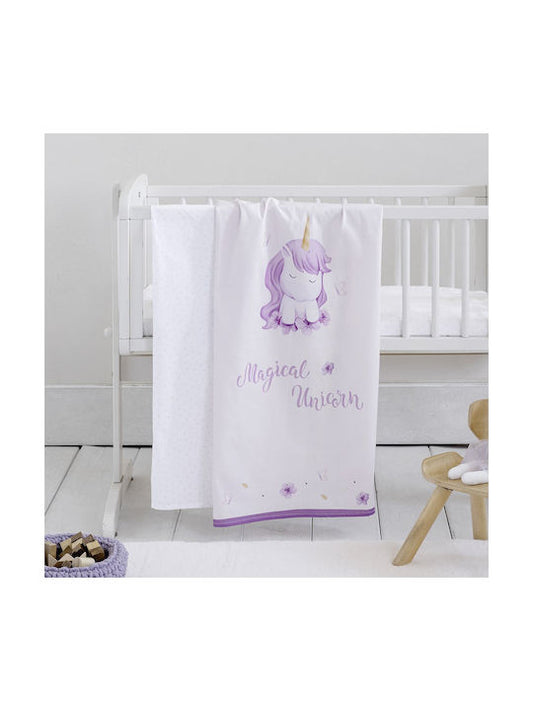 Σεντόνια Σετ 2 Τεμ Λίκνου Βαμβακερό Lila Μagical Unicorn 70x110εκ. - Nima - MyHouseandKids