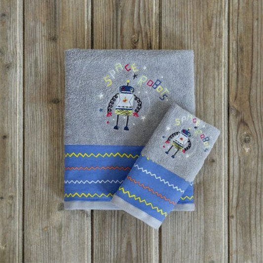 Βρεφικές Πετσέτες Σετ 2τμχ Space Robots - NimaHome -Kocoon - MyHouseandKids