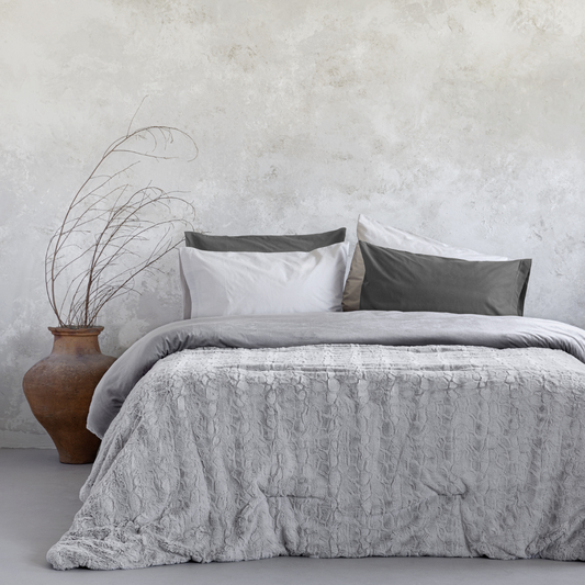 Κουβερτοπάπλωμα Γούνινο Υπέρδιπλο 220x240 Velure Light Gray - NimaHome - MyHouseandKids
