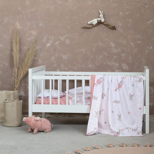 Σεντόνια Βρεφικά Κούνιας Χωρίς Λάστιχο Bunny Love NIMA HOME - NimaHome - MyHouseandKids