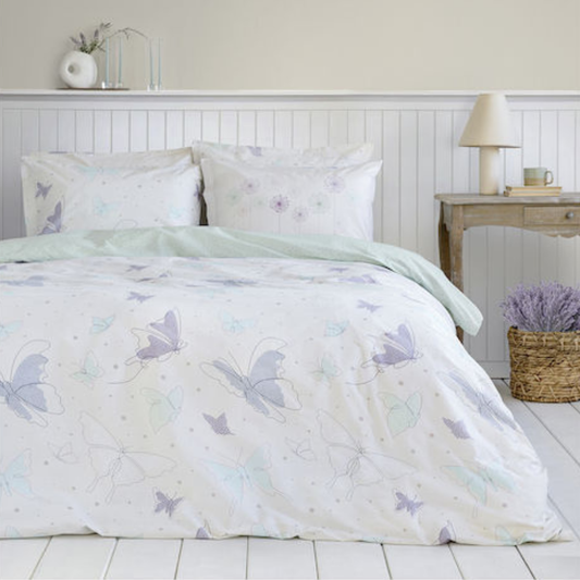Σεντονια Σετ Βαμβακερά Υπερδιπλα Butterflies-butterflies-lefka-eidi-krevatokamara-sentonia-vamvakera-yperdipla-gkri-nima-kocoon-myhouseandkids