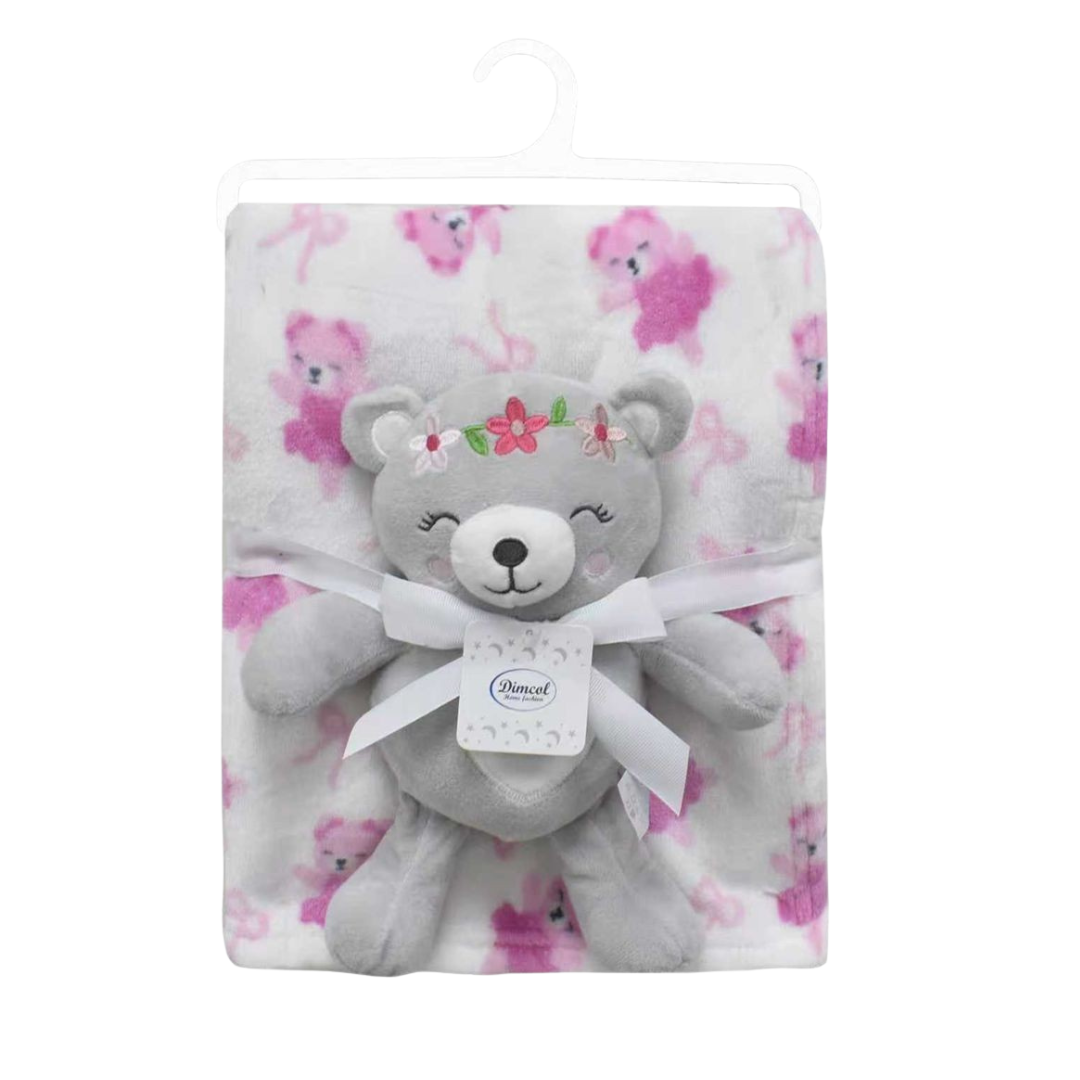 Κουβέρτα Coral Fleece 75X100 cm Λευκό Bebe Deer + Λούτρινο Ζωάκι 25cm - Dimcol - MyHouseandKids