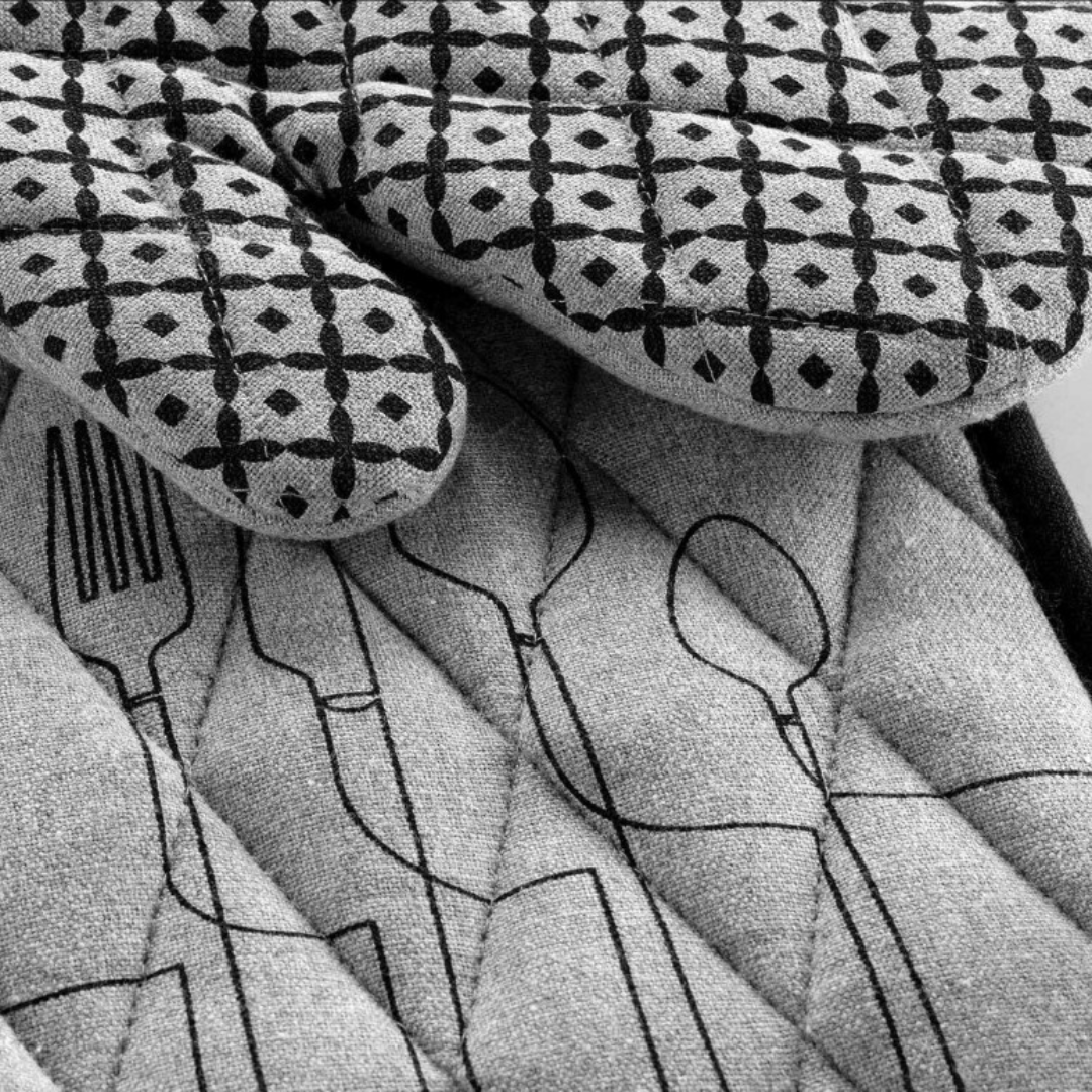Σετ πιάστρα-γάντι Σχ. Cuisiline Grey - Flamingo - MyHouseandKids