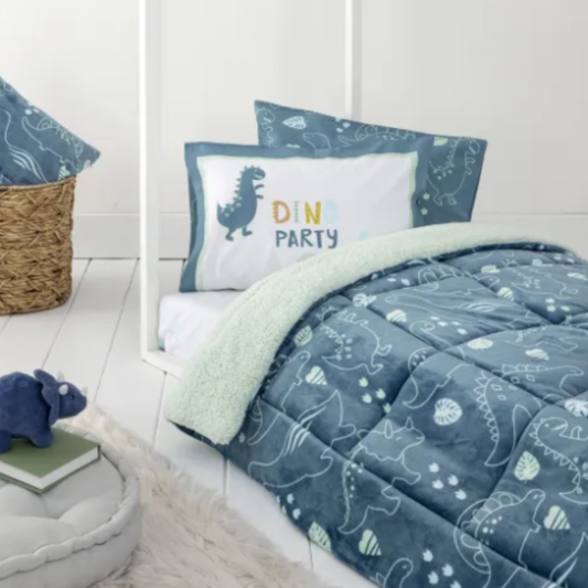 Κουβερτοπάπλωμα Παιδικό Μονό Dino Party Μπλε Nima Home - Nima - MyHouseandKids