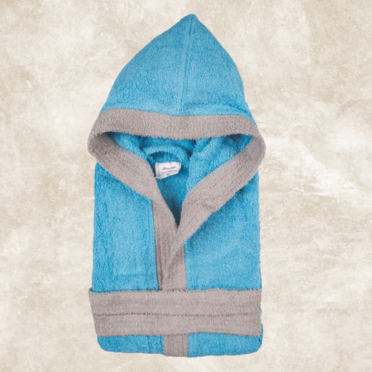 Μπουρνούζι παιδικό δίχρωμο βαμβακερό - Flamingohometextiles-MyHouseandKids