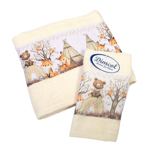 Σετ Βρεφικές Πετσέτες Forest Animals Εκρού - Dimcol - MyHouseand Kids