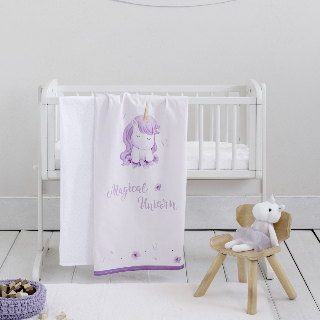 Σεντόνι Λίκνου Βαμβακερό Lila Μagical Unicorn 70x110εκ. - Nima - MyHouseandKids