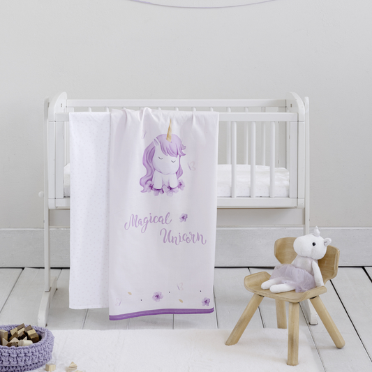 Σεντόνι Λίκνου Βαμβακερό Lila Μagical Unicorn 70x110εκ. - Nima - MyHouseandKids