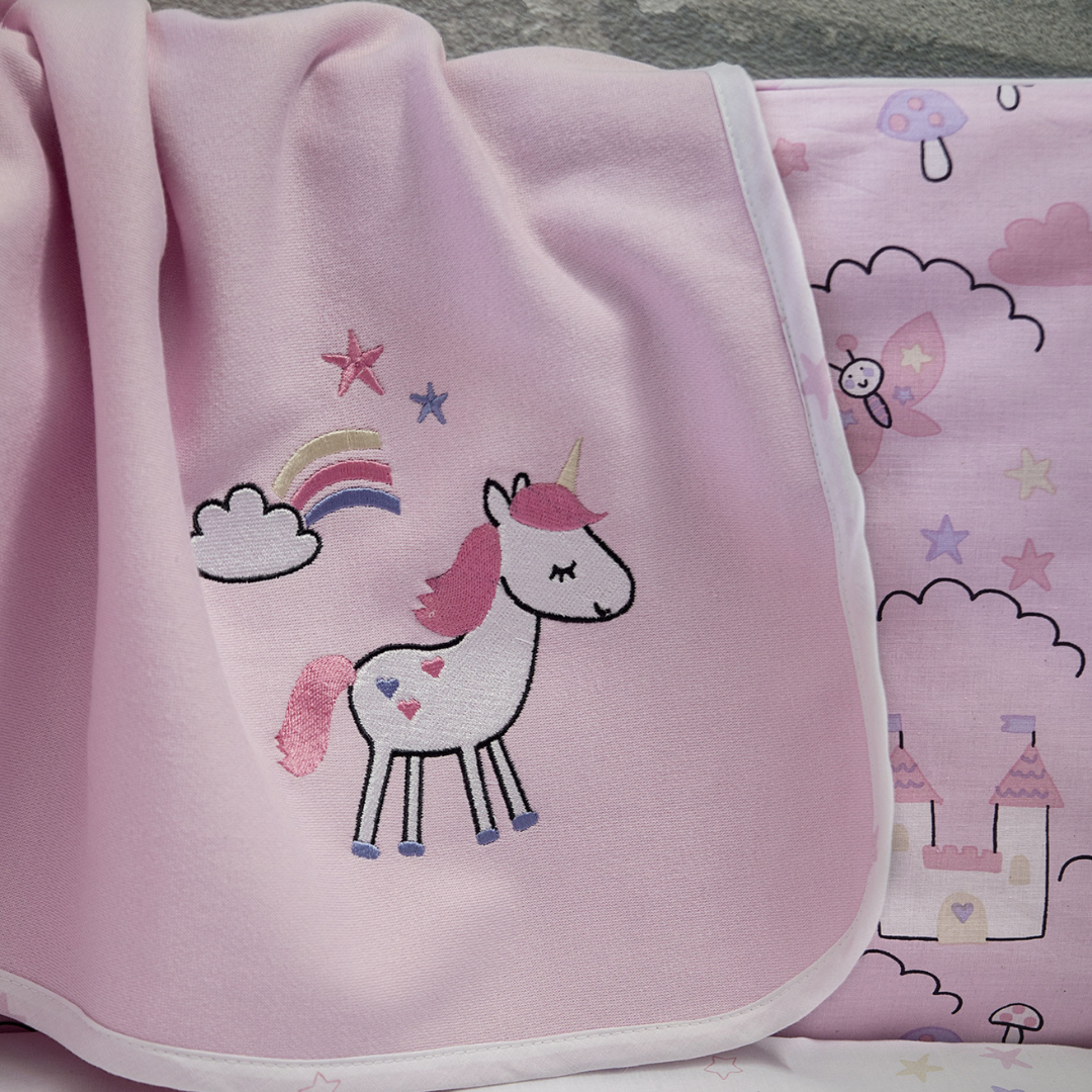Κουβέρτα Κούνιας Magic Kingdom Βαμβακερή Ροζ 110x140cm - Nima - MyHouseandKids