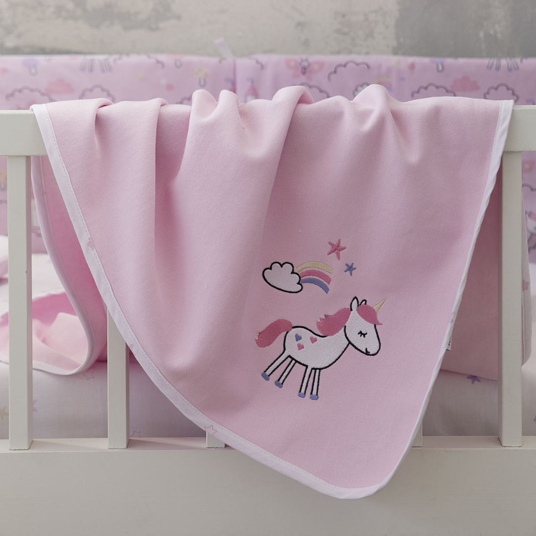 Κουβέρτα Κούνιας Magic Kingdom Βαμβακερή Ροζ 110x140cm - Nima - MyHouseandKids