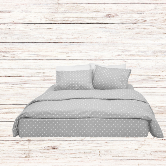 Σετ Σεντόνια Βαμβακερά Πουά Γκρι - Mantex - MyHouseandKids