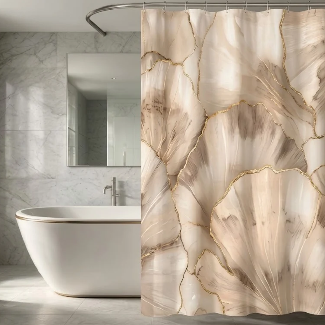 Κουρτίνα Μπάνιου Σχ.Marble beige 180x200cm - Flamingo - MyHouseandKids
