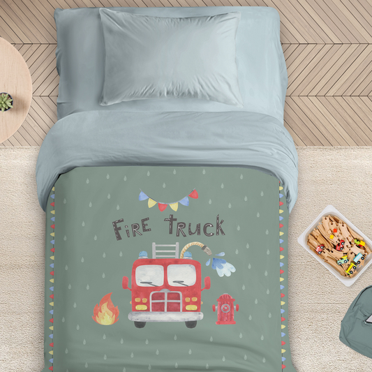 Πάπλωμα Μονό με Γέμιση Microfiber 160x240 Fire Truck - NimaHome - MyHouseandKids