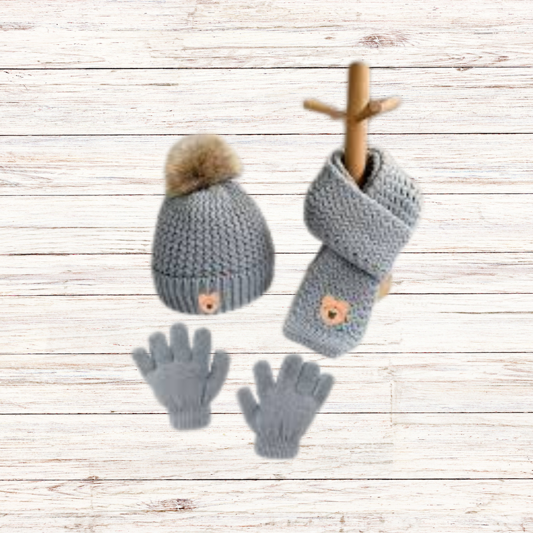 Σκούφος Κασκόλ & Γάντια Βρεφικά Γκρι - MyHouseandKids