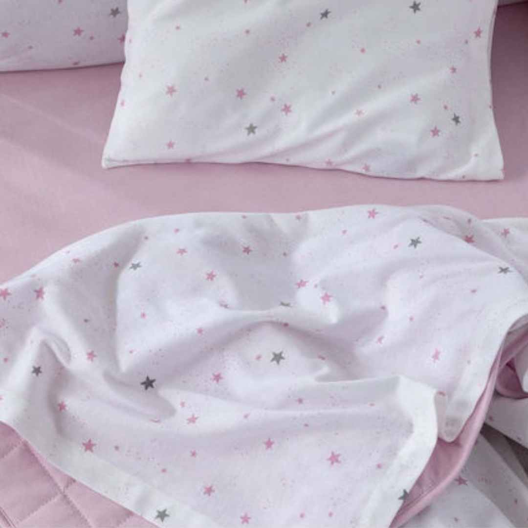 Βρεφικά Σεντόνια Λίκνου Φανελένια Nene Pink 2τμχ 70x110εκ. - NimaHome - MyHouseandKids