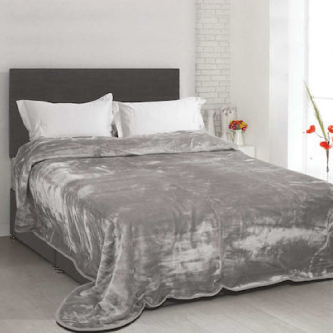 Κουβέρτα Βελουτέ Soft Velvet Υπέρδιπλη 220x240εκ. Grey - Flamingo - MyHouseandKids