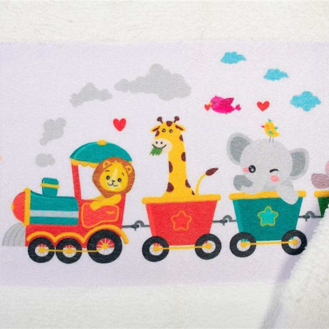 Σετ Βρεφικές Πετσέτες Train Άσπρη - Dimcol - MyHouseandKids
