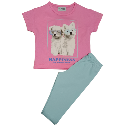 Σετ με κολάν κάπρι Άκουα και Μπλούζα Ροζ - Trax - MyHouseandKids