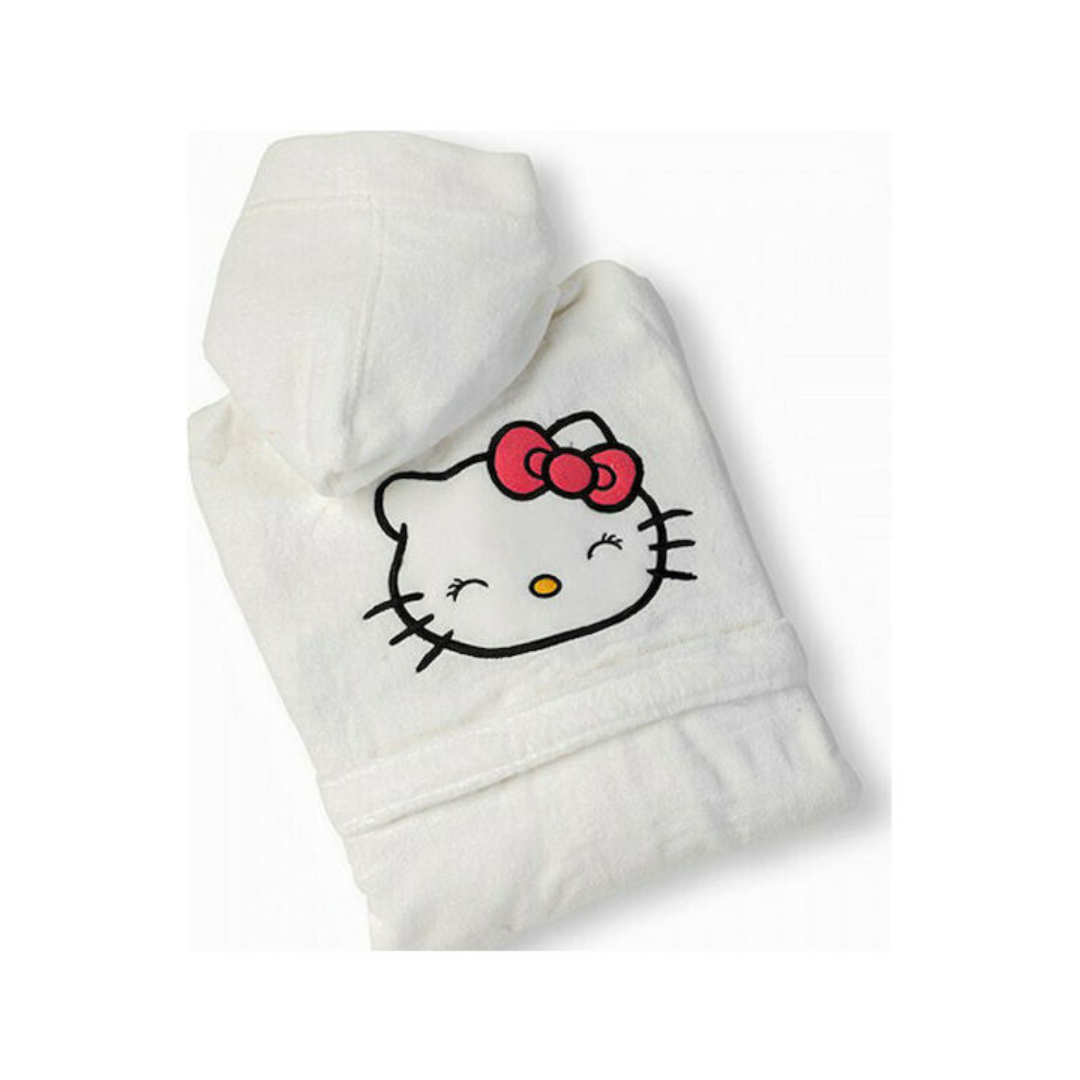 Μπουρνούζι Παιδικό Hello Kitty Λευκό με Κουκούλα - NimaHome - MyHouseandKids