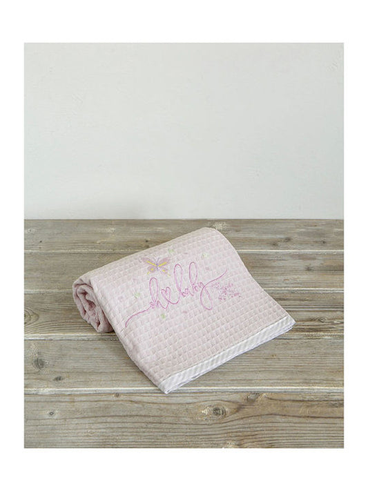 Κουβέρτα Κούνιας Πικέ Ροζ 110x140εκ. Oh Baby - Nima - MyHouseandKids