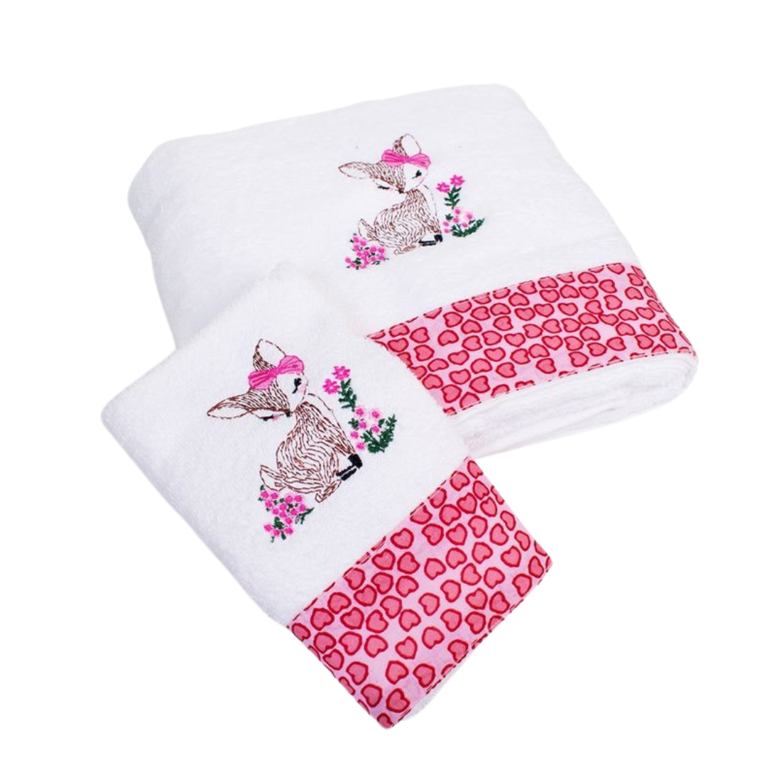 Βρεφικές Πετσέτες Σετ 2τμχ Bebe Deer Λευκό Dimcol - Dimcol - MyHouseandKids