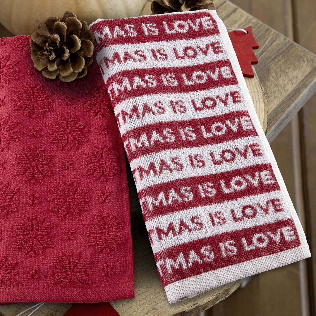 Χριστουγενιάτικες Πετσέτες Σετ 2 Τεμ Κοκκινο Christmas Love 420gsm - Nima - MyHouseandKids