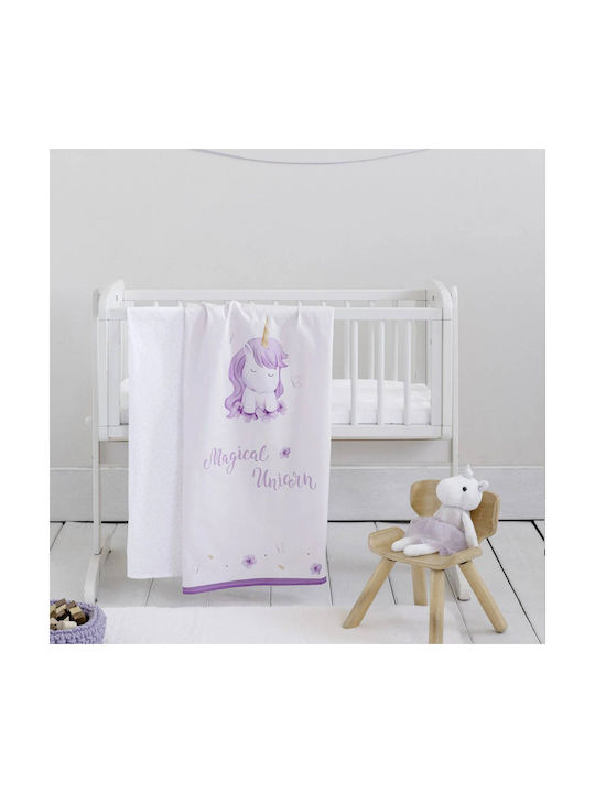 Σεντόνια Σετ 2 Τεμ Λίκνου Βαμβακερό Lila Μagical Unicorn 70x110εκ. - Nima - MyHouseandKids