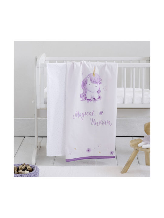 Σεντόνια Σετ 2 Τεμ Λίκνου Βαμβακερό Lila Μagical Unicorn 70x110εκ. - Nima - MyHouseandKids