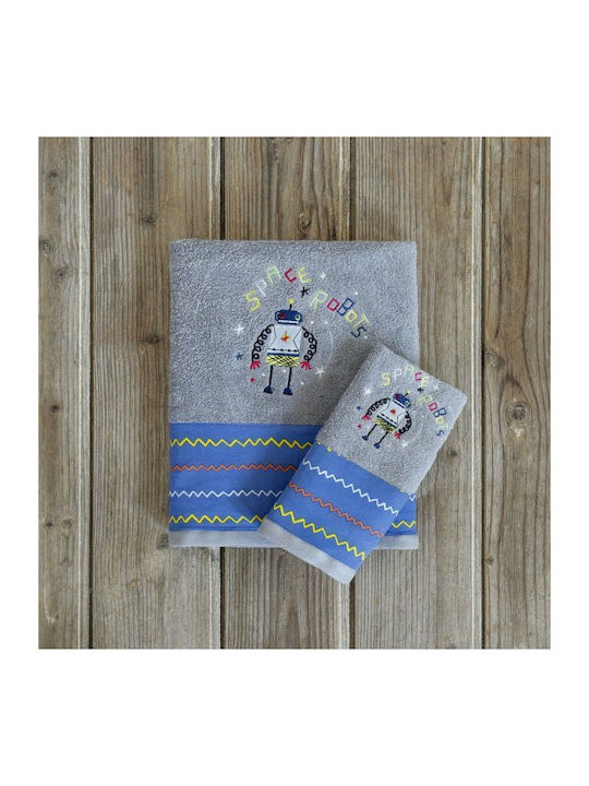 Βρεφικές Πετσέτες Σετ 2τμχ Space Robots 400gr/m² - NimaHome -Kocoon - MyHouseandKids