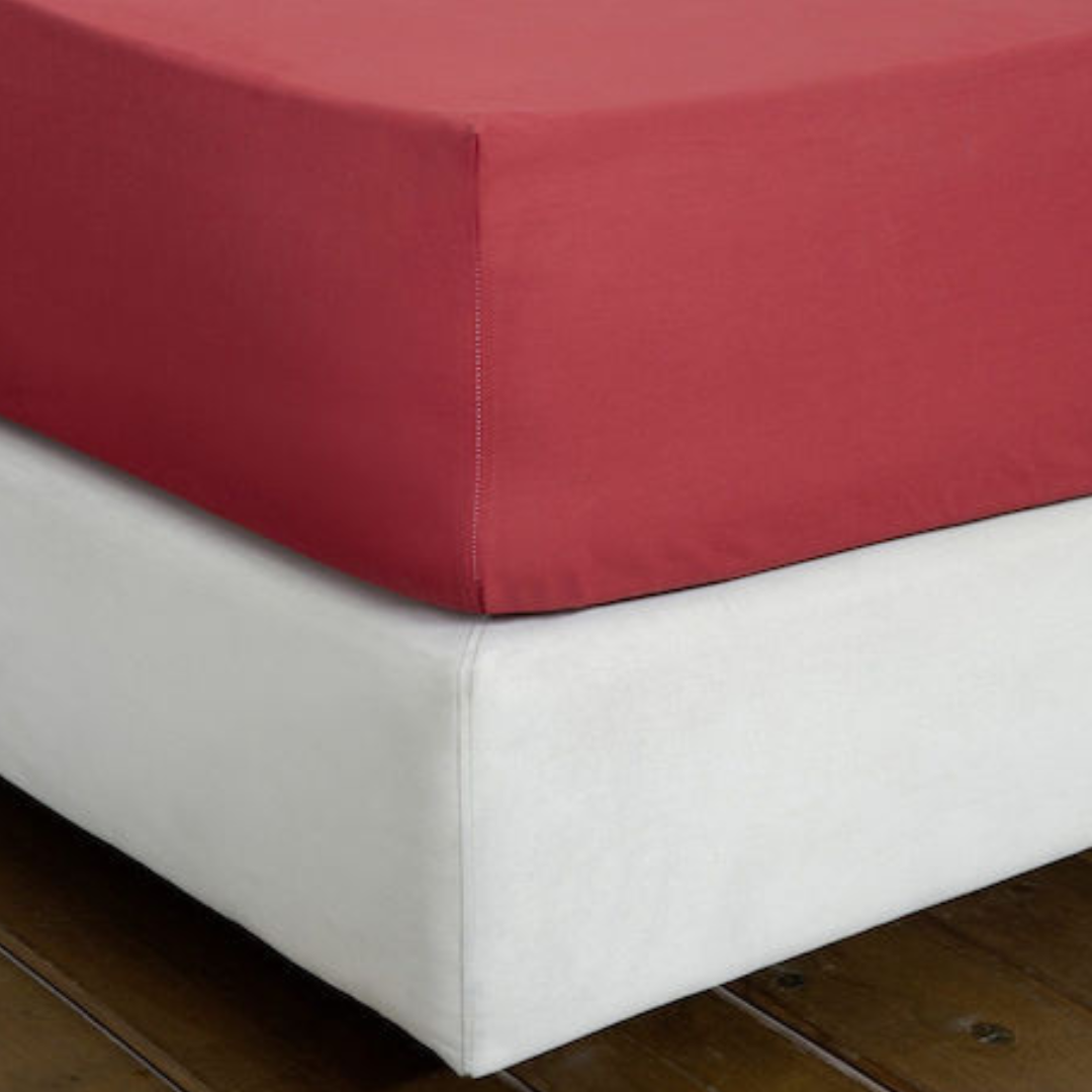 Κατωσέντονο με Λάστιχο Γίγας Unicolors  Absolut Red 180x200+32cm NIMA-unicolors-absolut-red-180x200-32cm-nima-lefka-eidi-krevatokamara-katosentono-lastixo-vamvakera-unicolors-nimahome-myhouseandkids