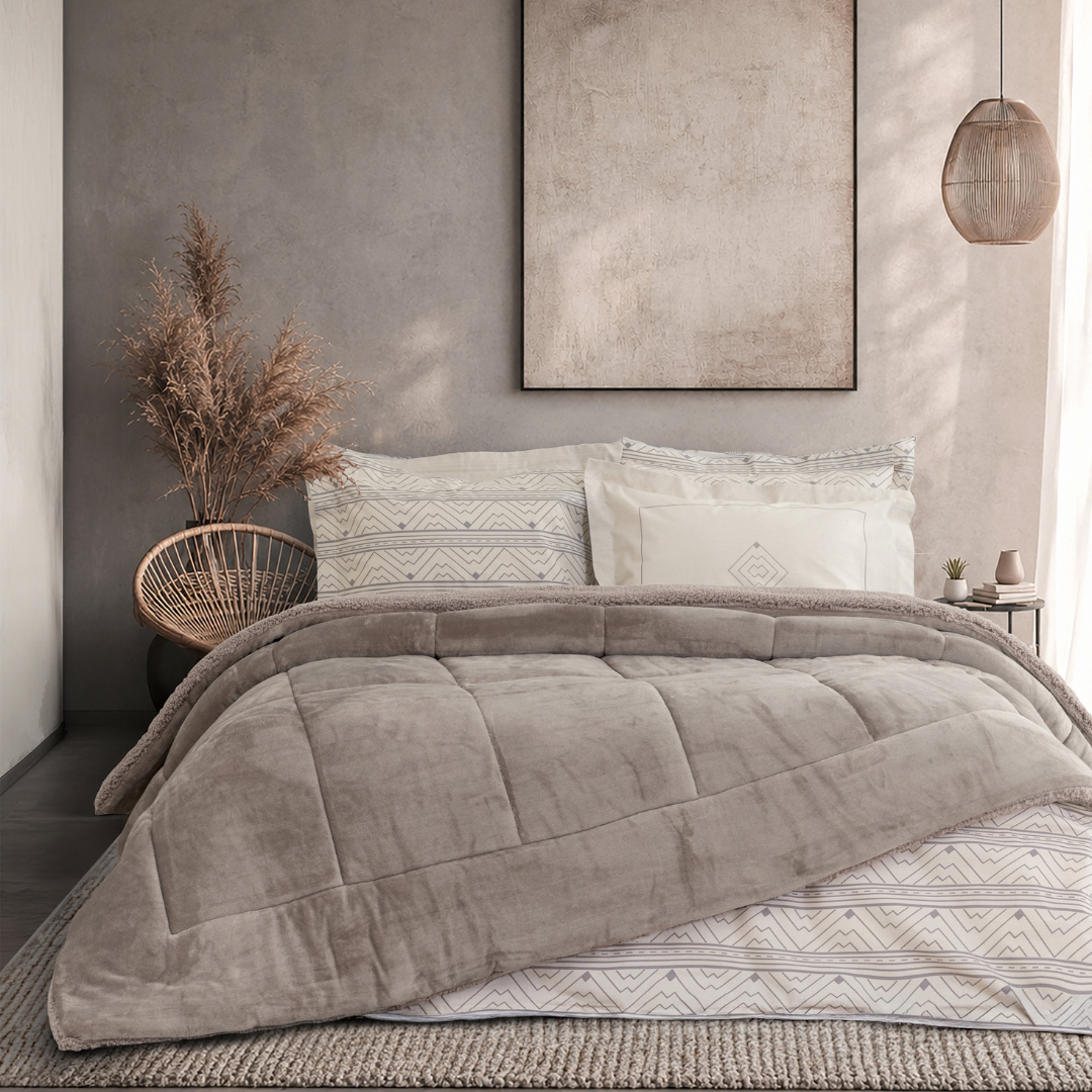 Κουβερτοπάπλωμα Υπέρδιπλο 220x240cm Cira Cigar Beige Νima Home - - Nima - MyHouseandKids
