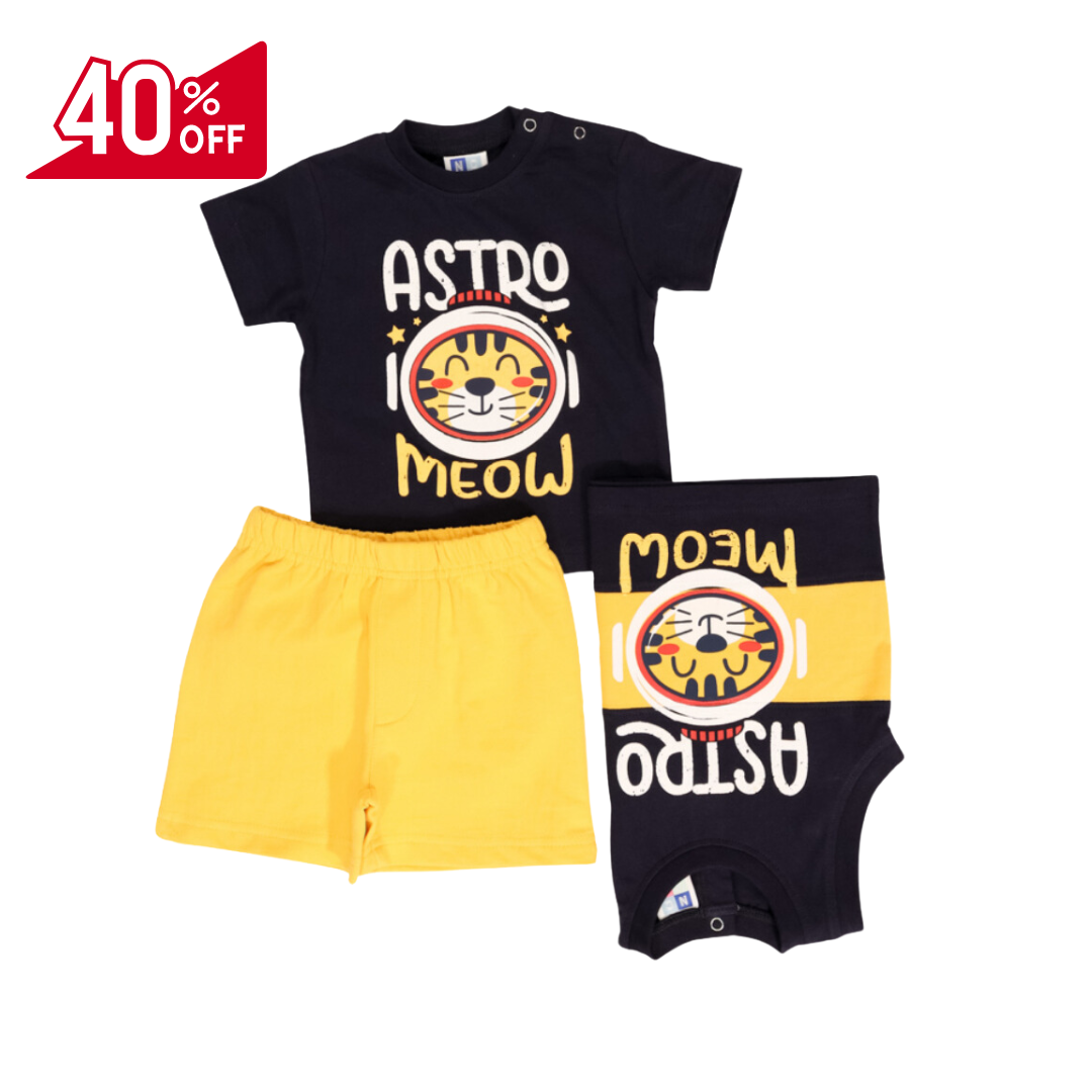 Βρεφικό Σετ 3 Τεμ. "ASTRO MEOW" - New College - MyHouseandKids