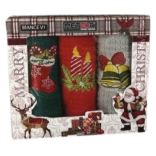 Πετσέτες Χριστουγενιατικες Σετ 3 Τεμ. - FlamingoHomeTextiles - MyHouseandKids