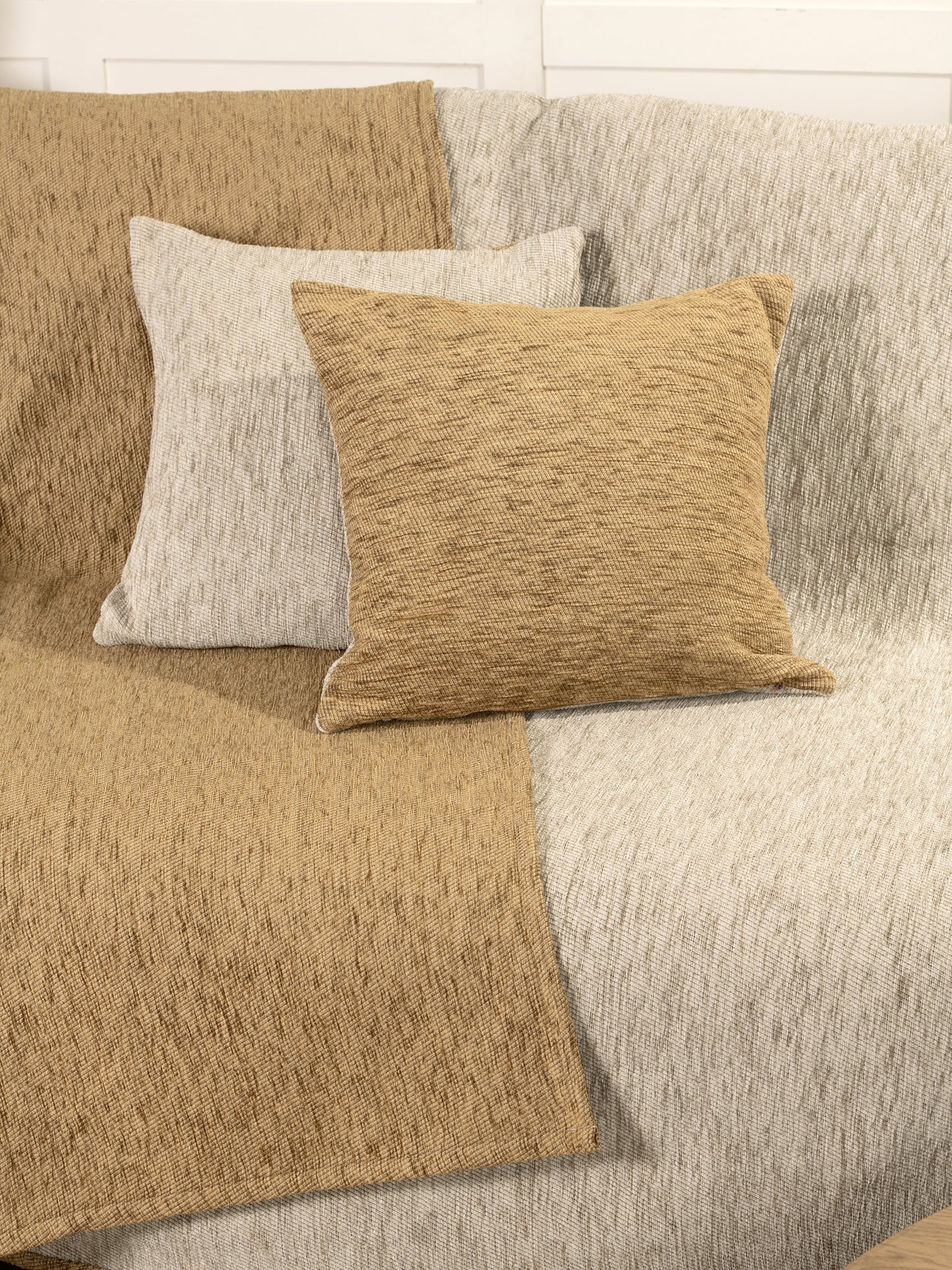 Διακοσμητική Μαξιλαροθήκη διπλής όψης 45x45 - Caldo Beige/Gold