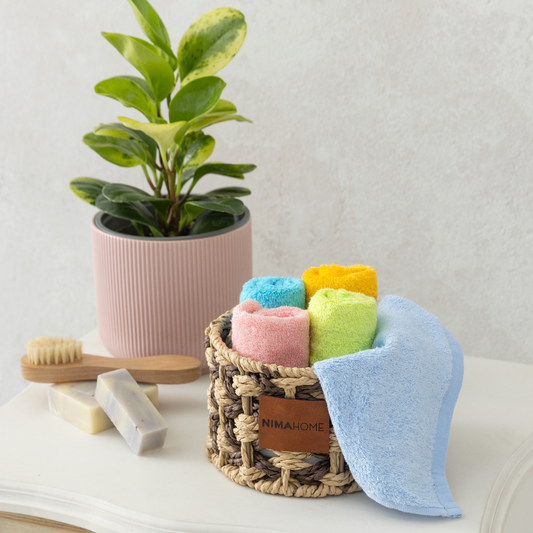 Καλαθάκι 5 Τεμ. Λαβέτες 25x25cm Χρωματιστές Βamboo Touch Νima - Nima - MyHouseandKids
