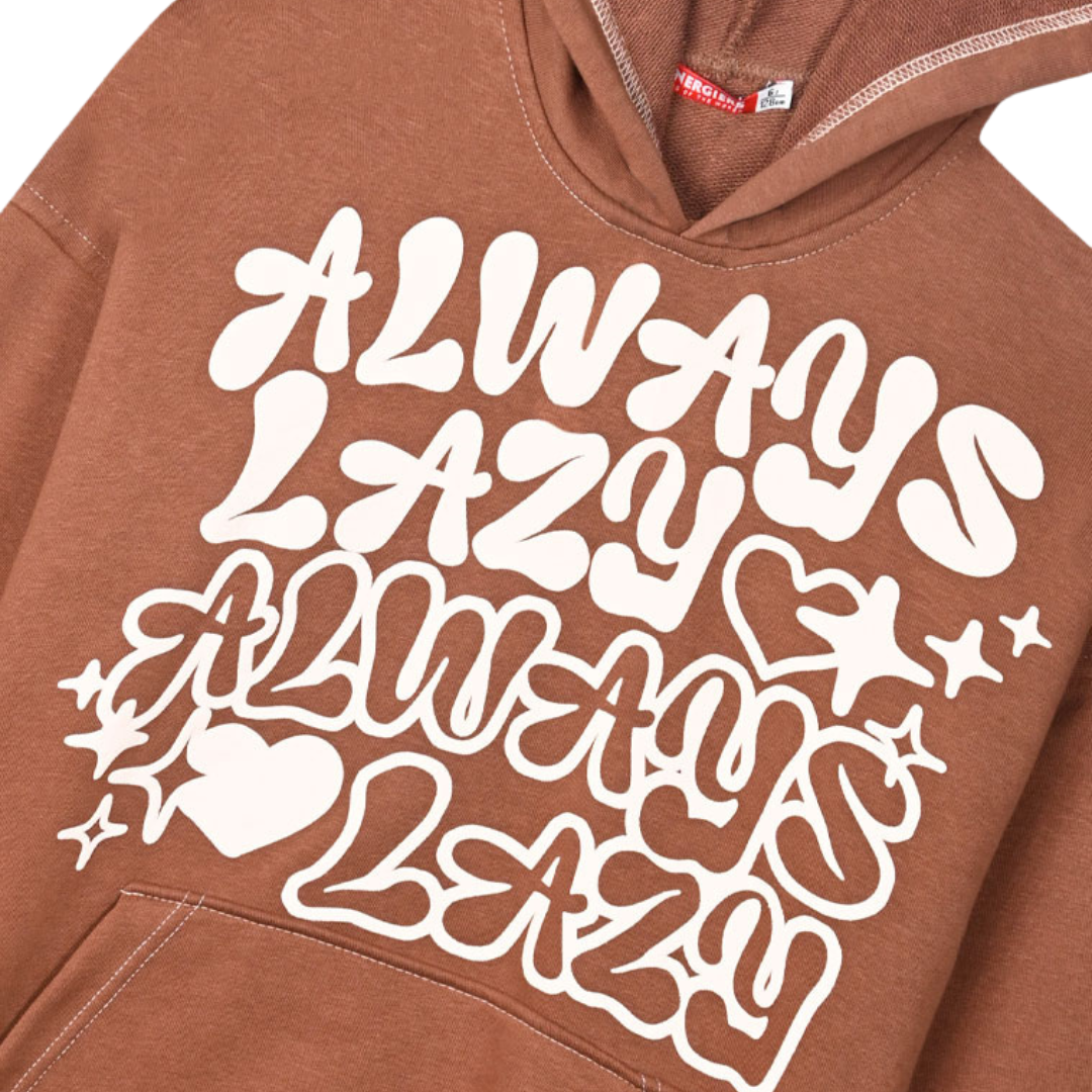 Φόρμα Φούτερ Σοκολά "Always Lazy" - Energiers - MyHouseandKids