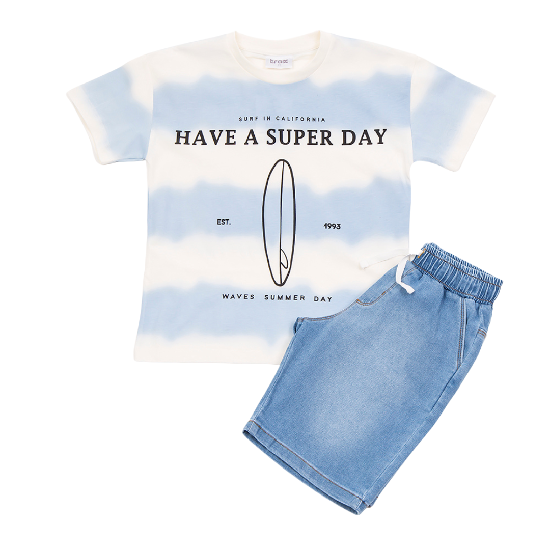 Σετ με Τζην Βερμούδα "Ηave a Super Day" - Trax - MyHouseandKids