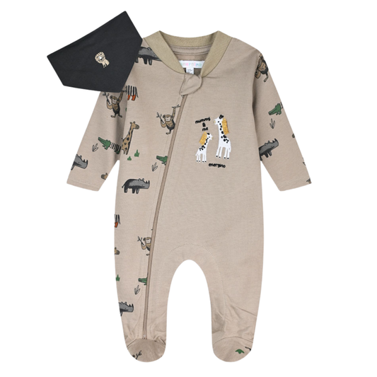 Bρεφικό Φορμάκι Βαμβακερό Μπεζ+ Ασορτι Σαλιάρα - Energiers - MyHouseandKids