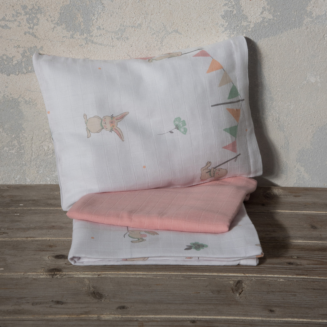 Σεντόνια Βρεφικά Κούνιας Χωρίς Λάστιχο Bunny Love NIMA HOME - NimaHome - MyHouseandKids