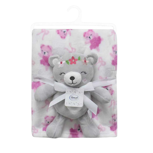 Κουβέρτα Coral Fleece 75X100 cm Λευκό Bebe Deer + Λούτρινο Ζωάκι 25cm - Dimcol - MyHouseandKids