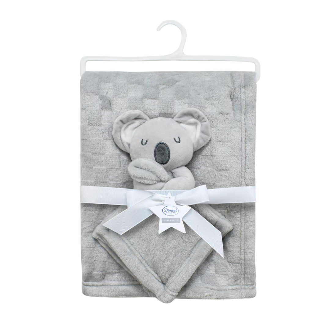 Κουβέρτα Coral Fleece 75X100 cm Grey + Πανάκι Παρηγοριάς - Dimcol - MyHouseandKids