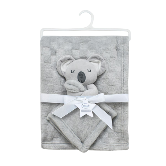 Κουβέρτα Coral Fleece 75X100 cm Grey + Πανάκι Παρηγοριάς - Dimcol - MyHouseandKids