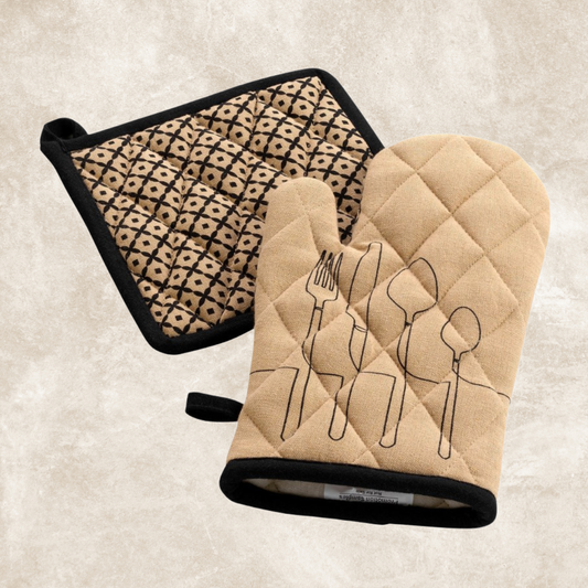 Σετ πιάστρα-γάντι Σχ. Cuisiline Beige - Flamingo - MyHouseandKids