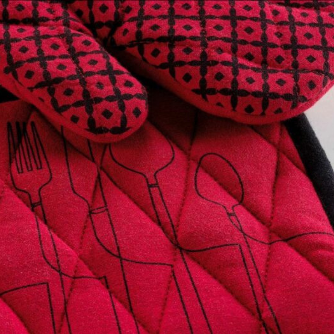 Σετ πιάστρα-γάντι Σχ. Cuisiline Κόκκινο - Flamingo - MyHouseandKids