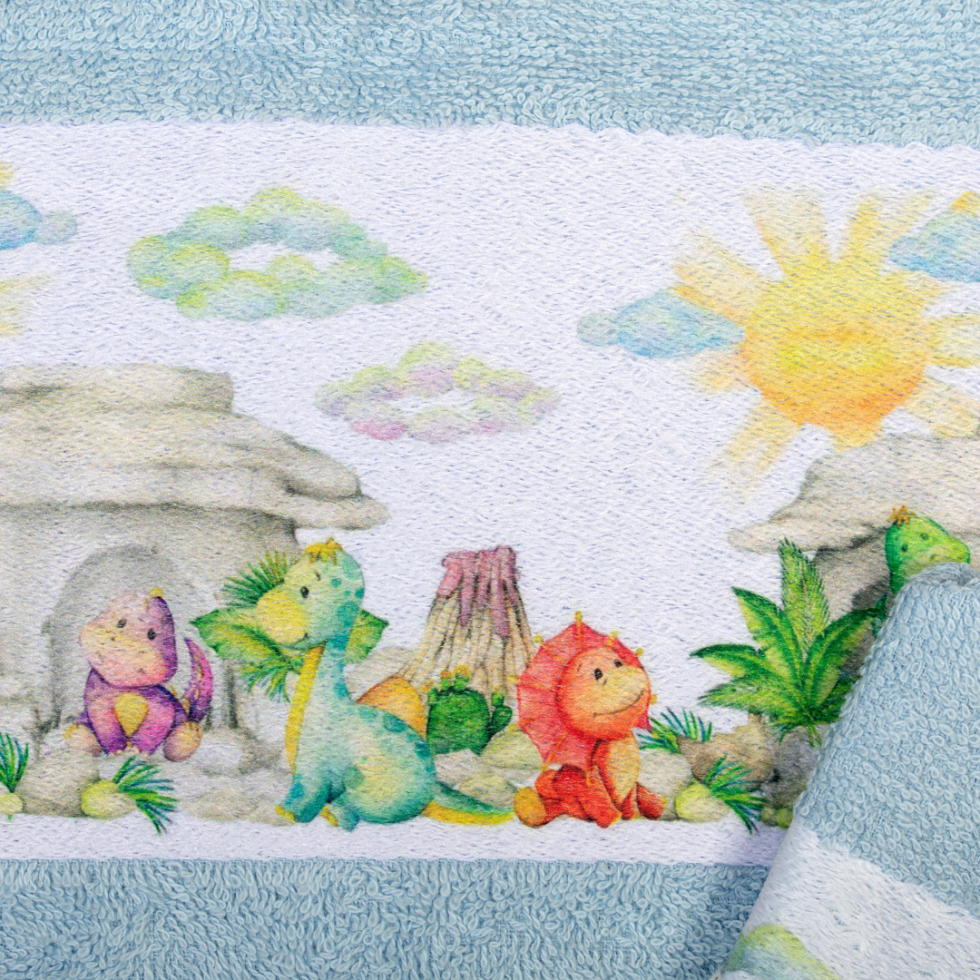 Σετ Βρεφικές Πετσέτες Dinosaurs Σιέλ - Dimcol - MyHouseandKids