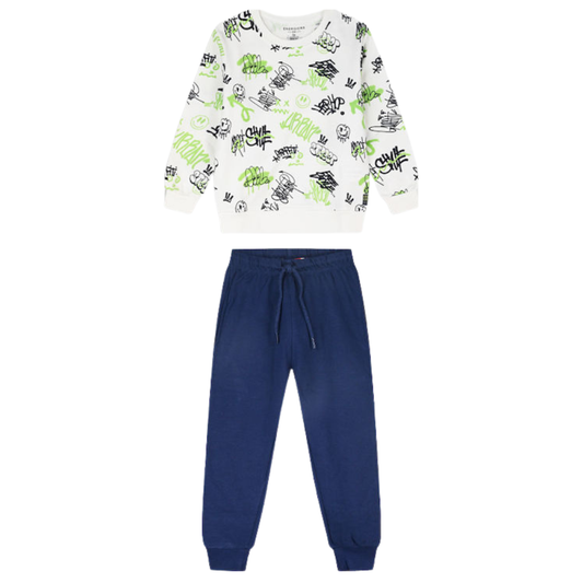 Παιδικό Σετ Φόρμας Λεπτό Αχνούδιαστο Μπλε-Εκρού Energiers 12-226162-0 - Energiers - MyHouseandKids