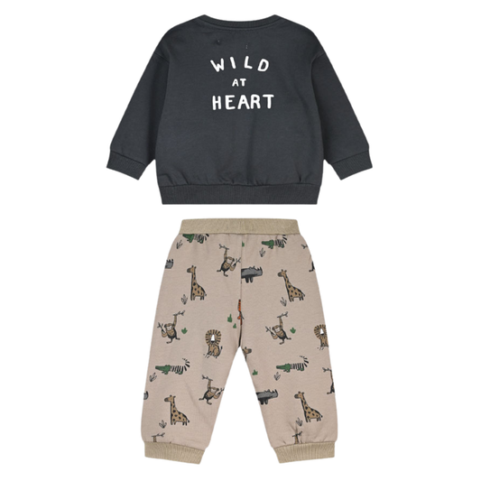 Βρεφικό Σετ Φόρμας Χειμερινό Γκρι-Μπεζ Ζωάκια - Energiers - MyHouseandKids