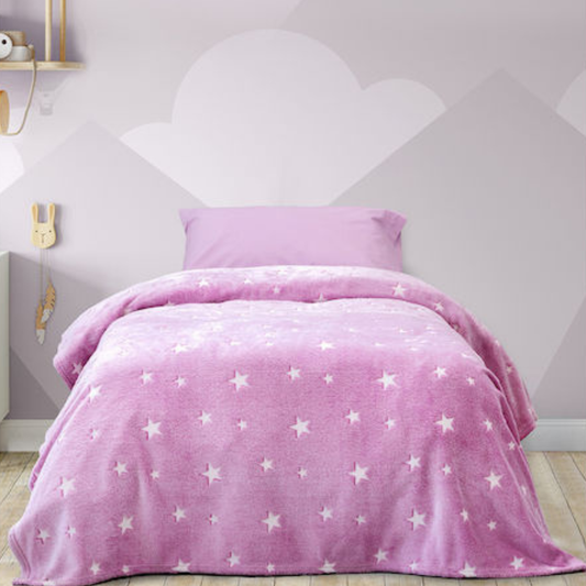 Κουβέρτα Fleece Glow Star 150x220cm Φωσφορίζουσα Ροζ - Kocoon - MyHouseandKids