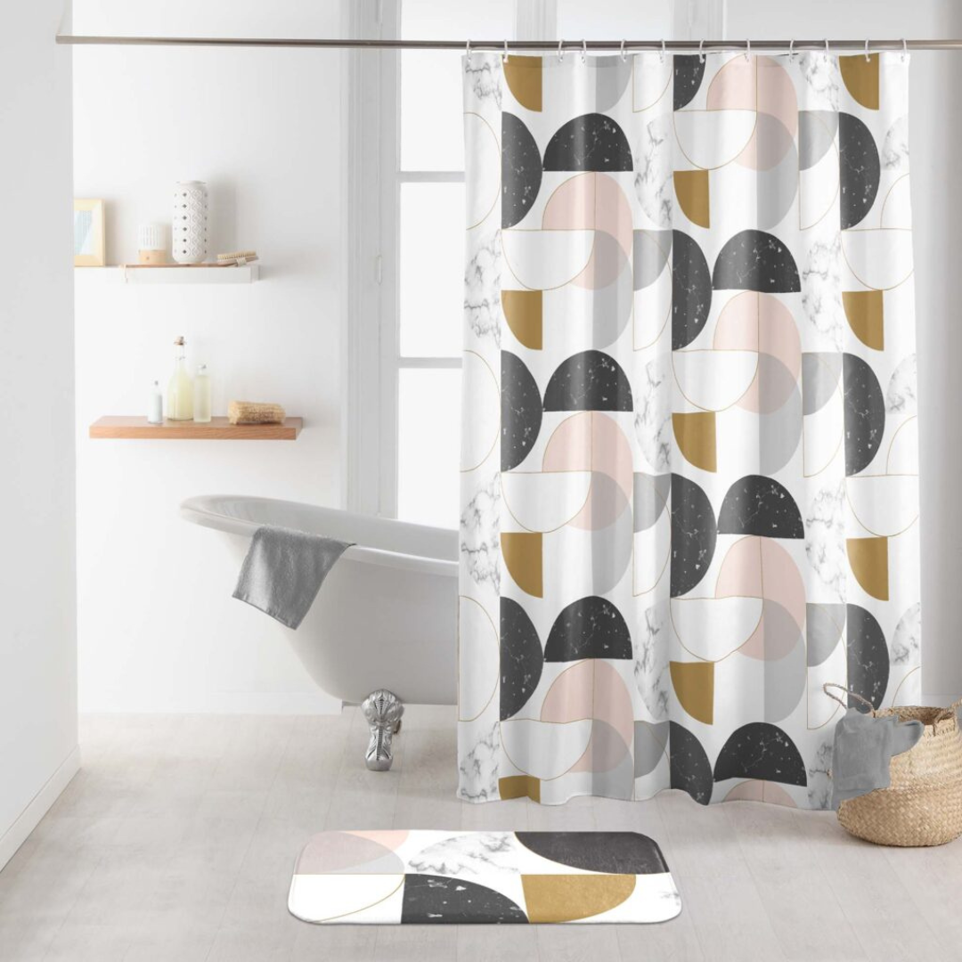 Κουρτίνα Μπάνιου Geomarble Rose 180x200cm - Flamingo - MyHouseandKids