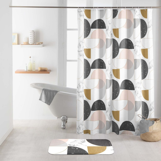 Κουρτίνα Μπάνιου Geomarble Rose 180x200cm - Flamingo - MyHouseandKids